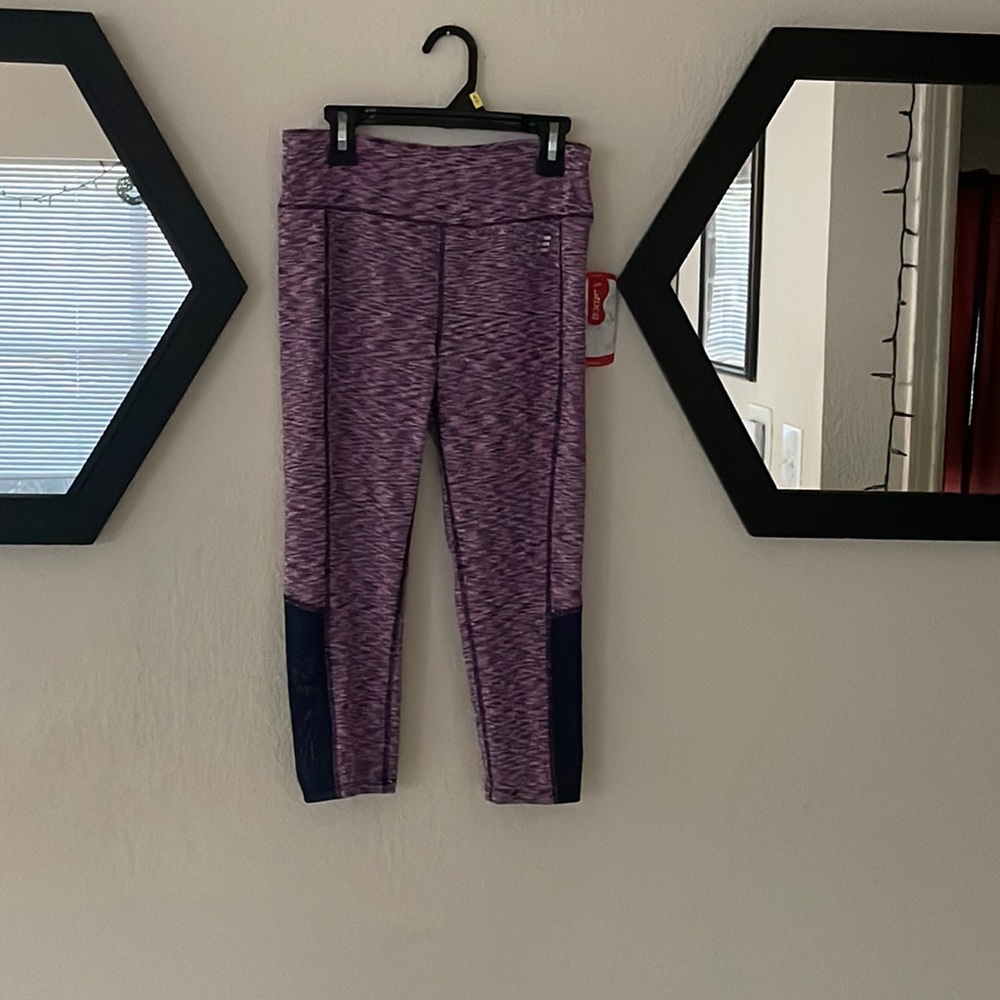NWT BCG Girls Purple Training Capri Leggings